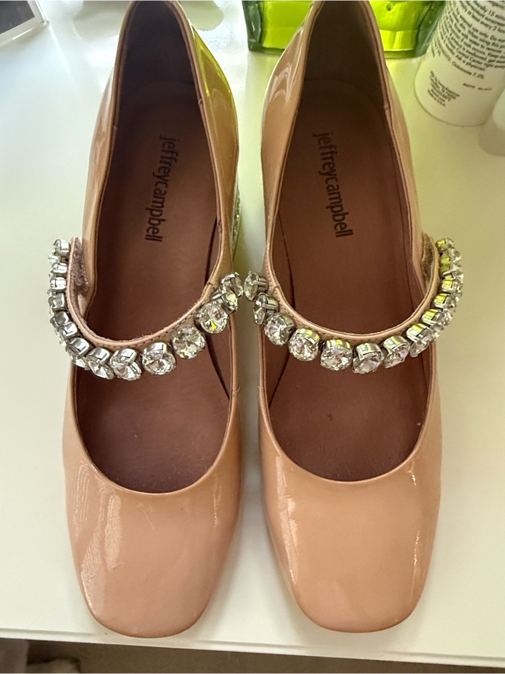 Jeffrey Campbell Pink Patent Mary Janes with Crystal Strap
